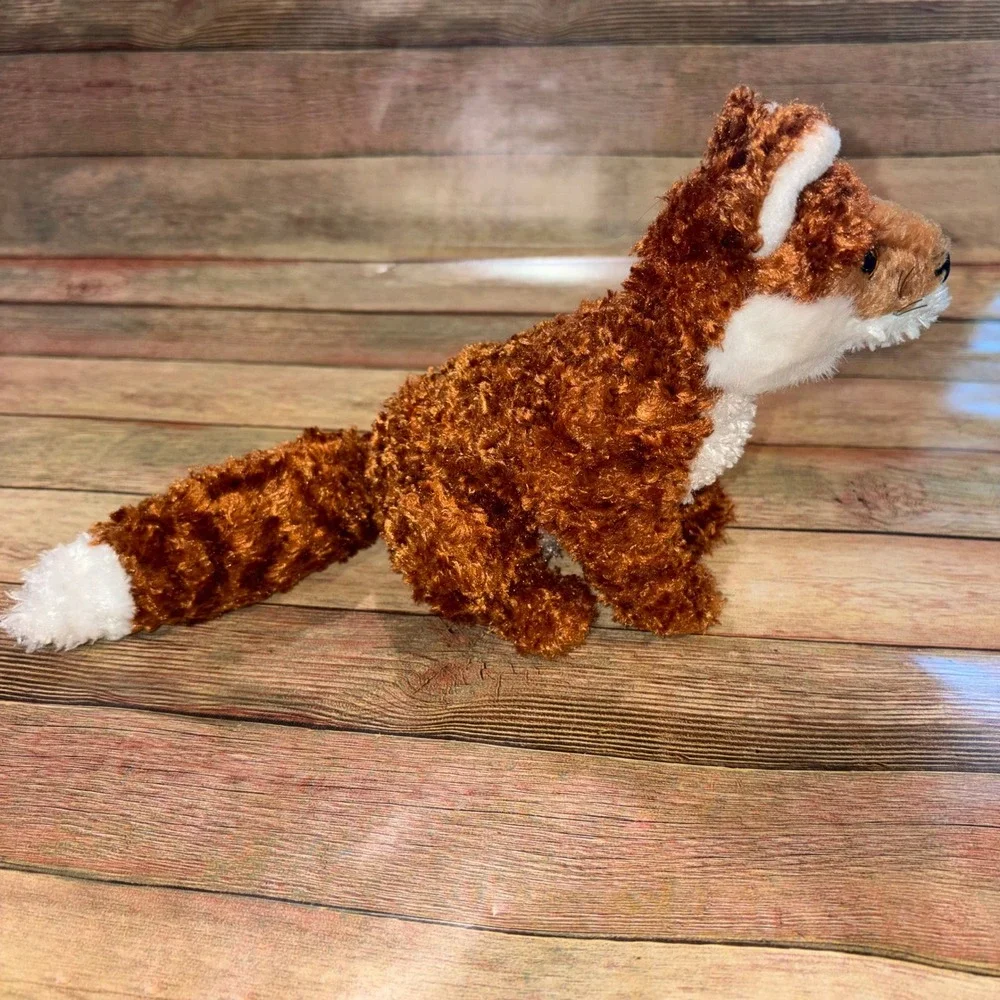 Textured Sitting Fox Plush Stuffed Animal Toy Kids Small Orange Fiesta
